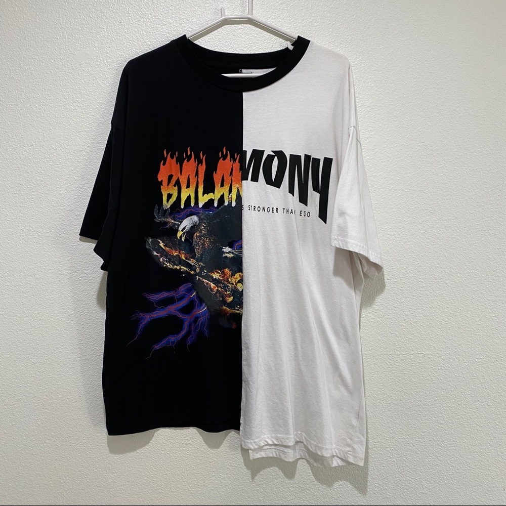 Half white half black T Shirt